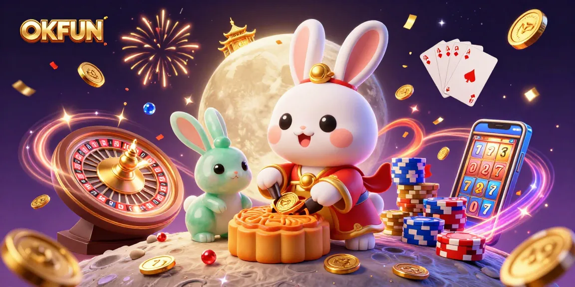 Play poker and win with OKFUN at a vibrant casino themed illustration featuring enchanting characters.