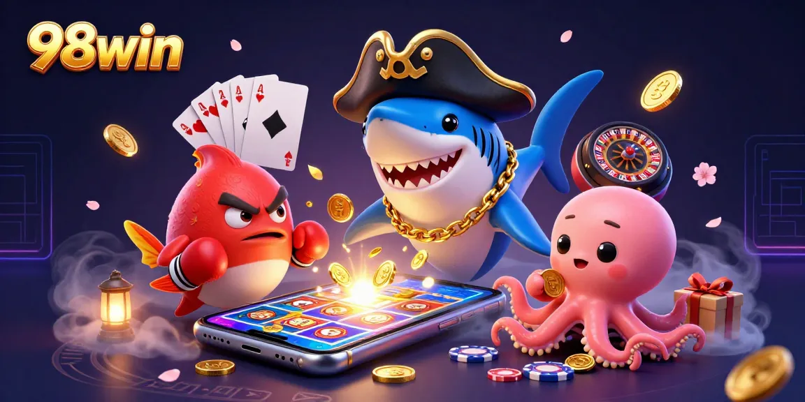Engage with exciting 98win casino adventures as characters spin winning reels and celebrate exciting victories!