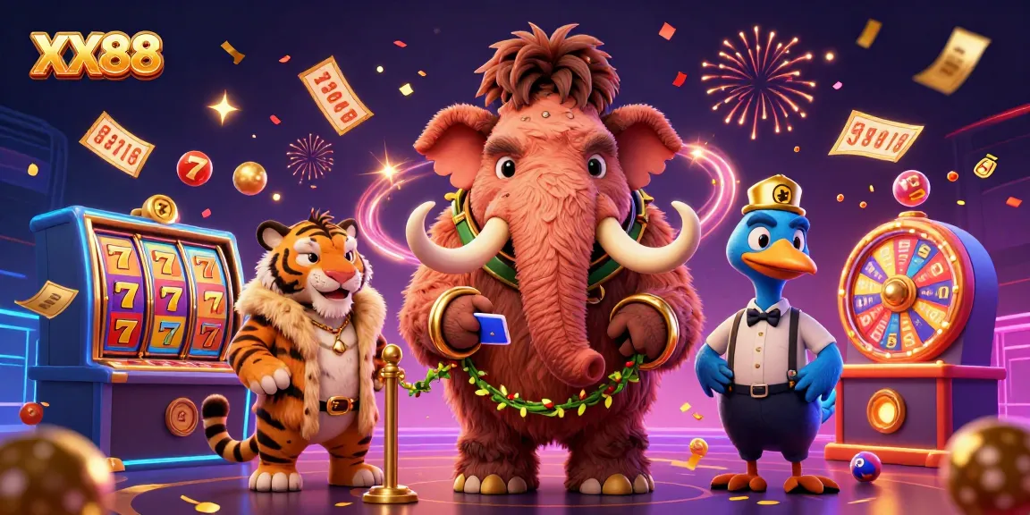 Experience the excitement of XX88 with a vibrant casino scene featuring engaging characters and dynamic game elements.