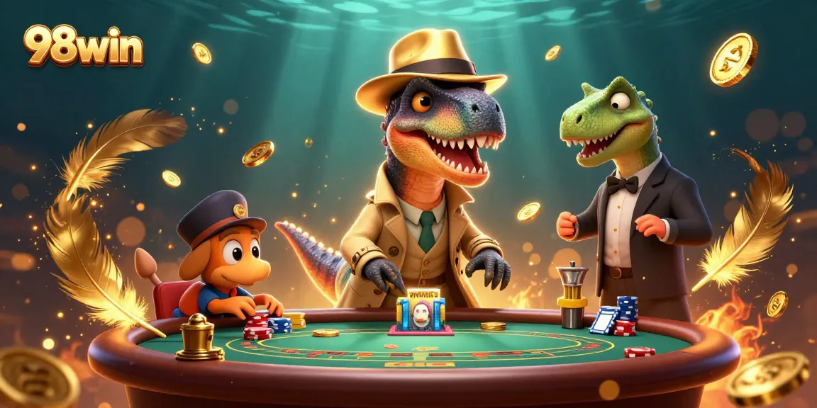 Experience thrilling action at 98win with a velociraptor card counter at blackjack.