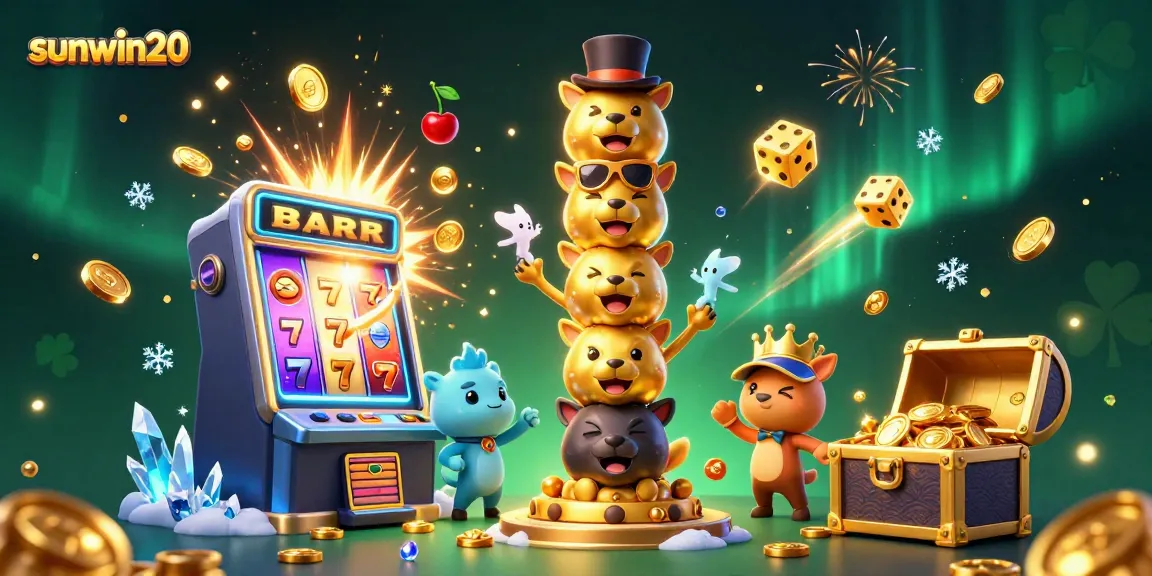 Experience thrilling gameplay with sunwin20 as golden symbols and bonuses explode in a vibrant casino scene.