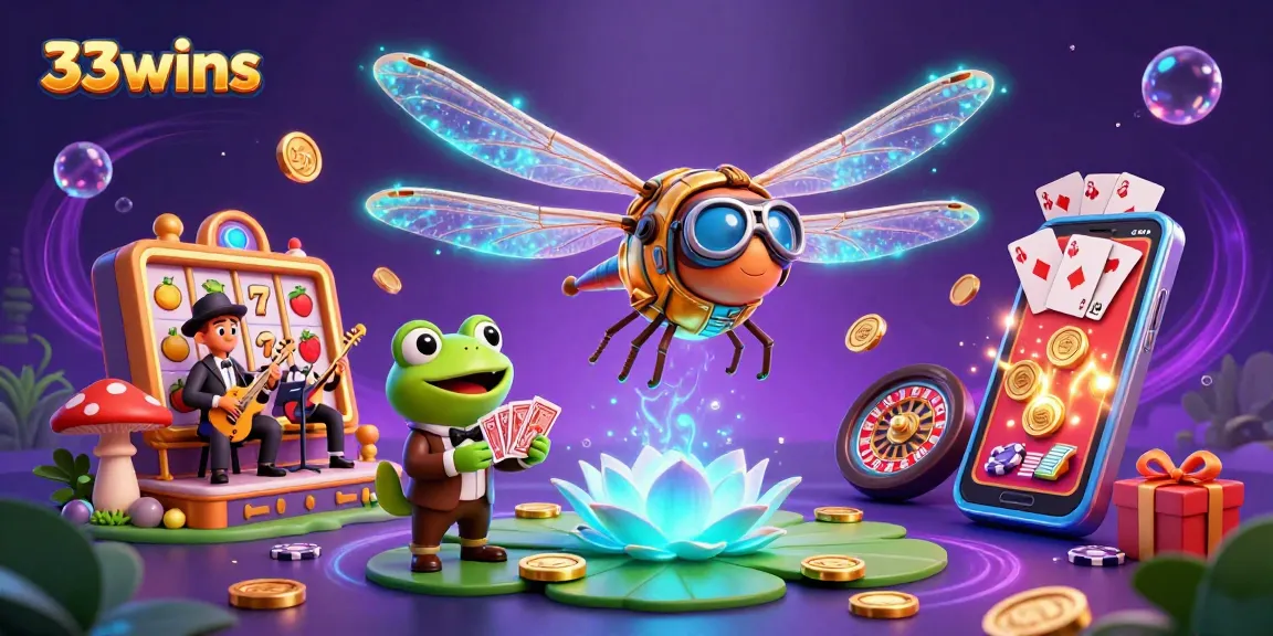 Experience the thrill of winning with 33wins, showcasing vibrant slot game action and stunning 3D characters.