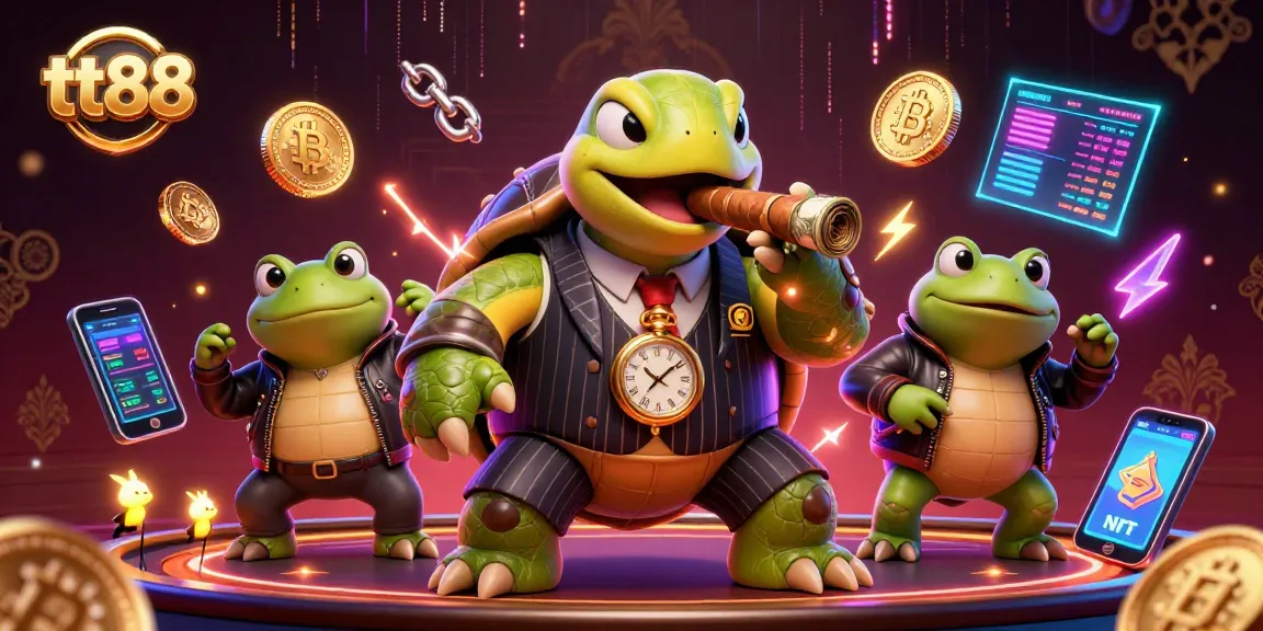 Win big at tt88 as a massive snapping turtle in mobster style joins bullfrog enforcers in a vibrant casino scene