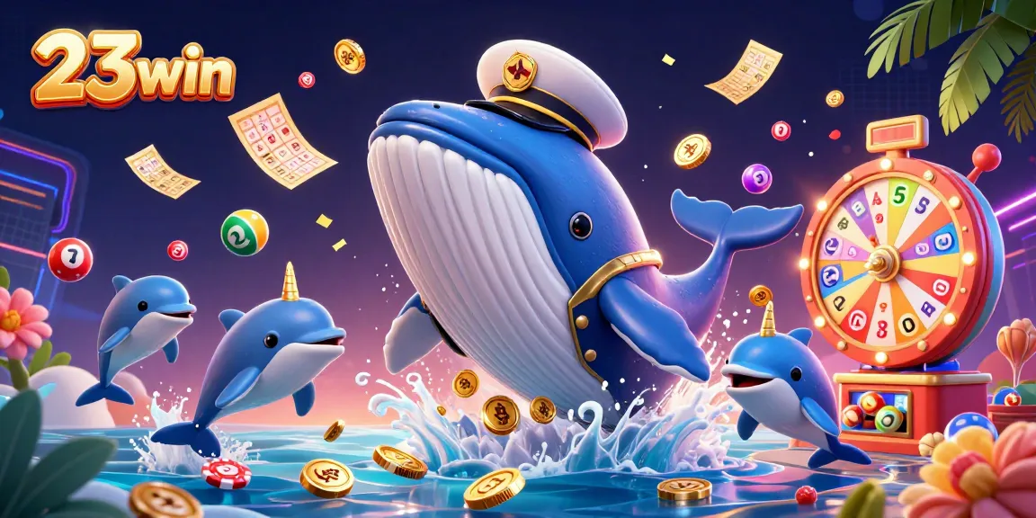 Experience the thrill of 23win as the captain whale leads a vibrant sea of casino excitement!