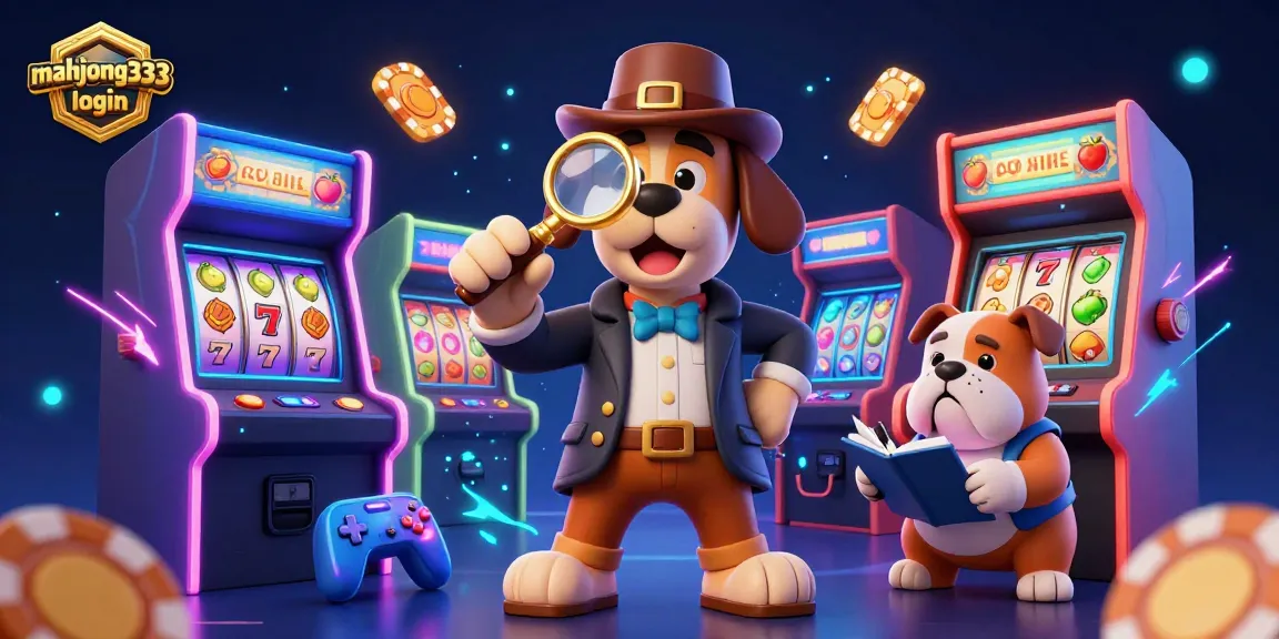 Engage with mahjong333 login in a vibrant casino scene featuring characters, slot reels, and glowing game elements.