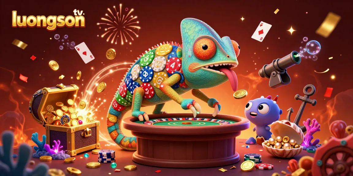 Experience thrilling moments with luongson tv as the chameleon casino owner captures golden coins amidst dynamic gaming elements.