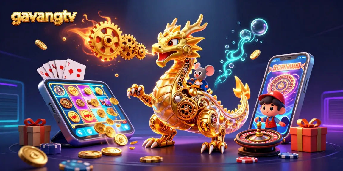 Experience thrilling gaming with gavangtv, featuring a vibrant fusion of casino elements and dynamic imagery.
