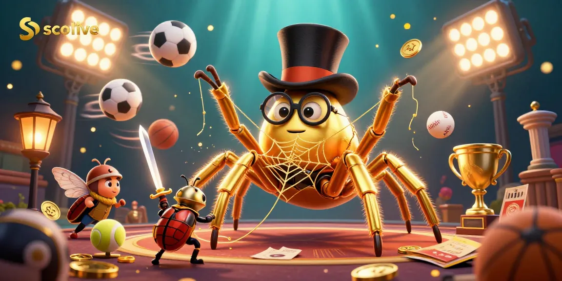 Socolive enhances sports betting excitement with a dynamic tarantula, brave knight, and vibrant casino elements.