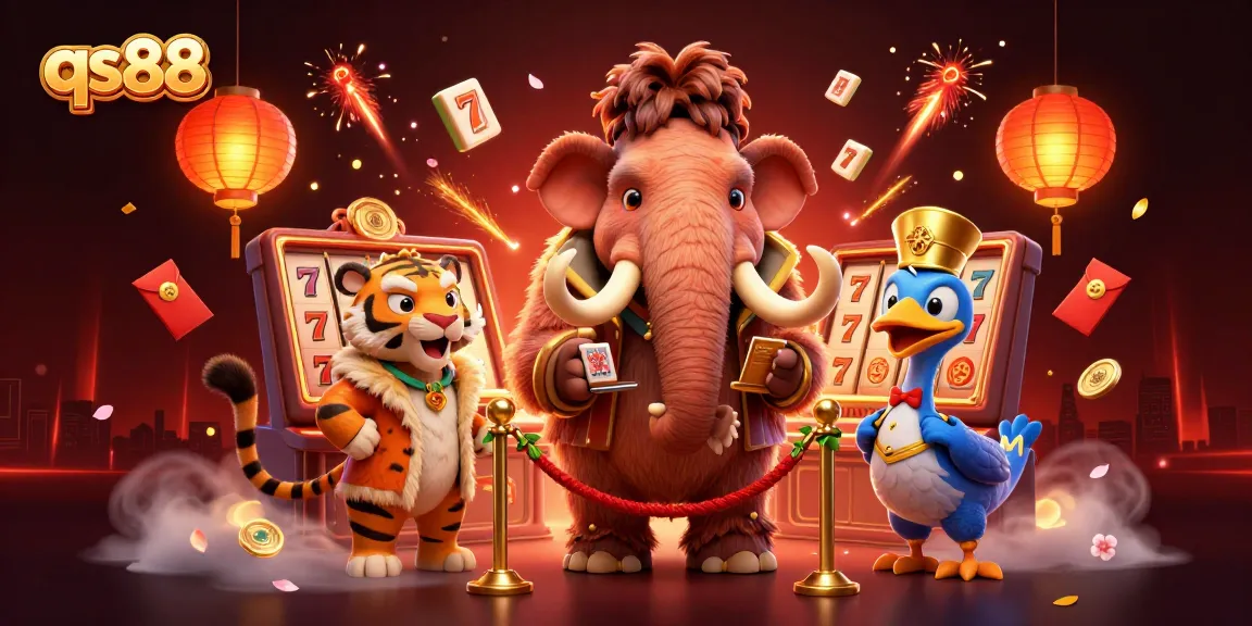 Experience casino excitement with qs88 as a bouncer checks IDs amidst dazzling games and rich decorations.