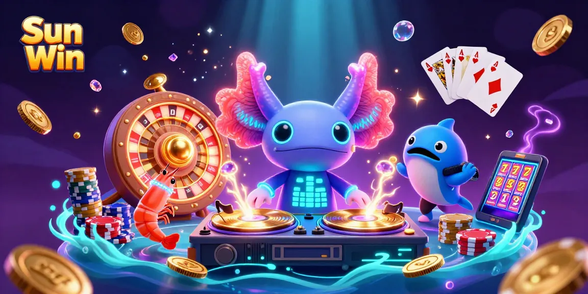 Experience the thrilling world of Sun Win with vibrant characters and dynamic casino elements.