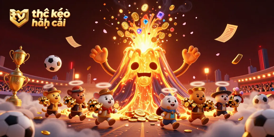 Engaging sports betting scene with tỷ lệ kèo nhà cái displayed prominently, showcasing vibrant characters and dynamic game elements.