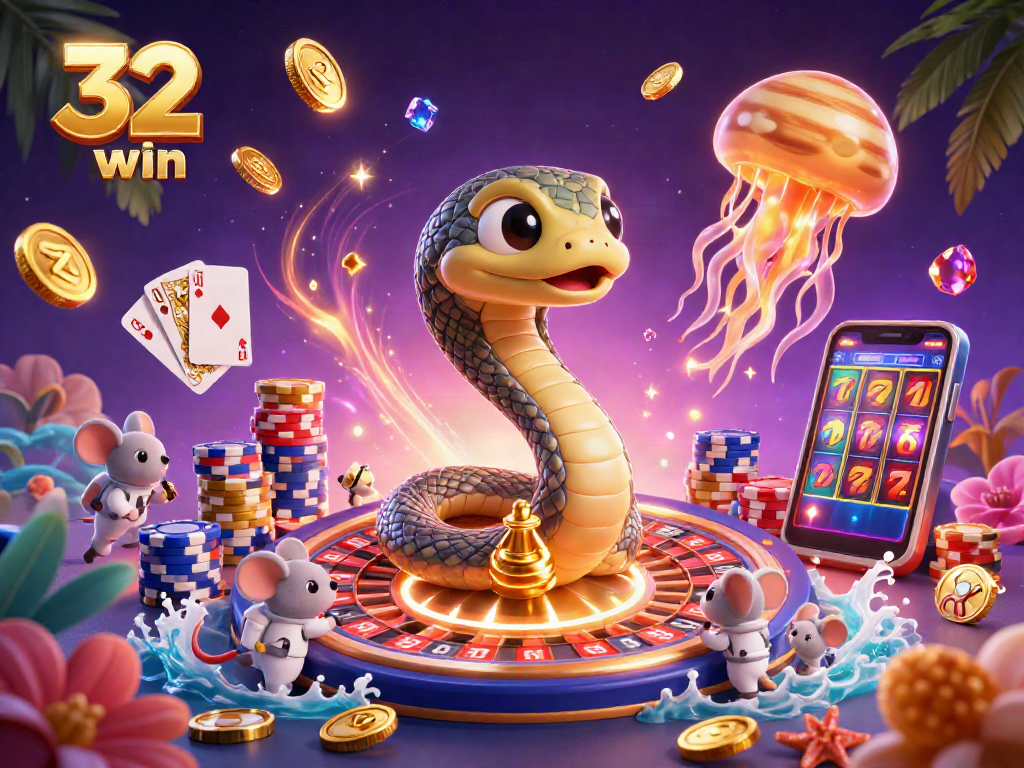 Engage in the thrilling cosmic betting scene of 32win featuring saturn snake and jellyfish dealer.