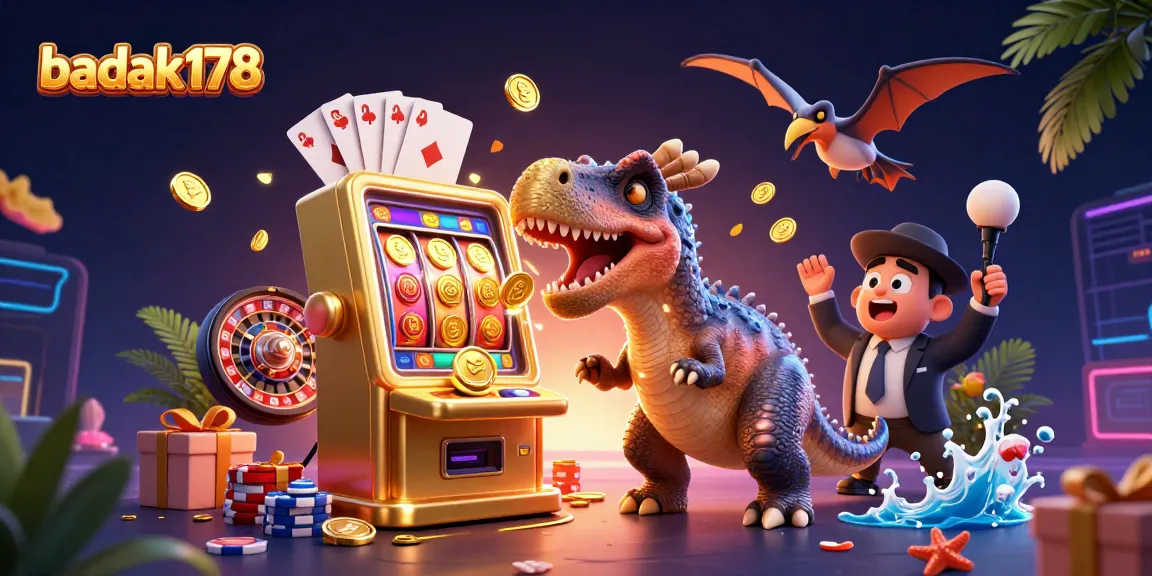 badak178 showcases a pachycephalosaurus celebrating a jackpot at a casino slot machine