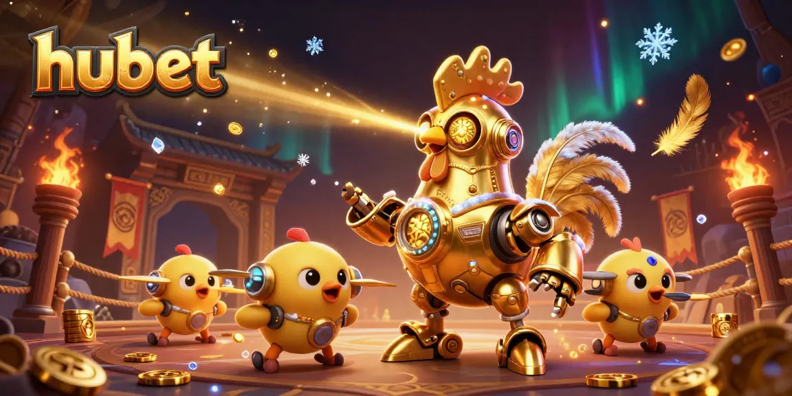 Experience hubet's vibrant gaming with a dynamic 3D scene featuring unique casino elements.