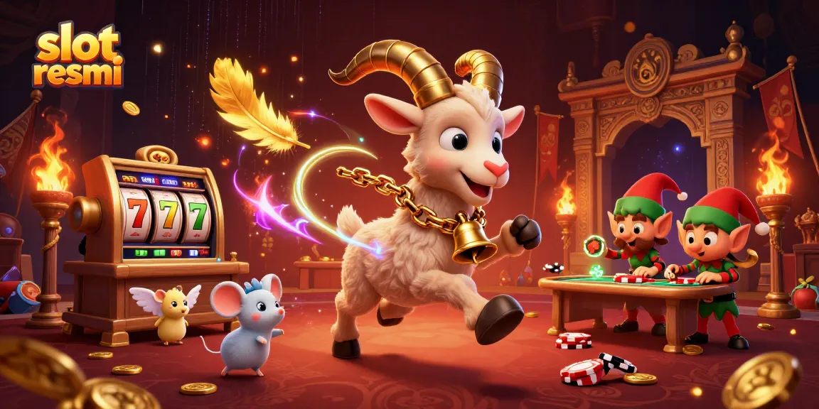 Engage with slot resmi in this vibrant casino illustration showcasing exciting slot games and playful characters.