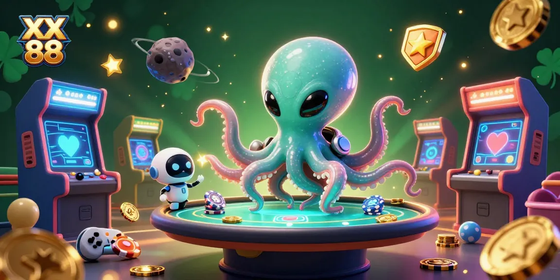 Engage with XX 88’s thrilling alien casino scene featuring animated games and vibrant action.