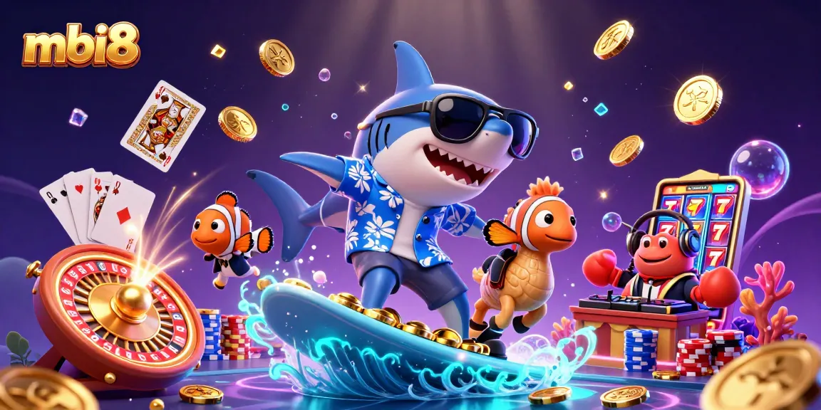 Spin and win with mbi8's exciting casino games featuring animated characters and gold coins.