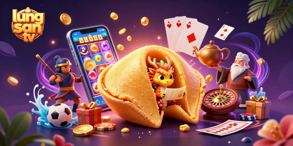 Experience thrilling sports betting with lương sơn tv in a vibrant 3D illustration of fortune cookies and dragon guardians.