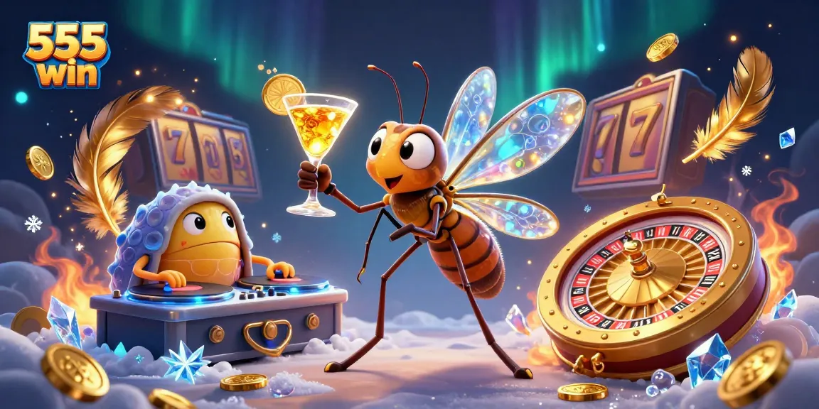 Experience the thrill of 555 win with vibrant casino action featuring unique characters and elements.