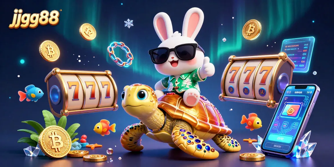 Experience thrilling gameplay at jjgg88 with a colorful scene featuring slot reels and lucky characters.