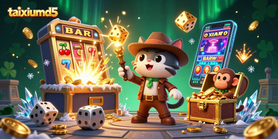 Experience the thrill of taixiumd5 as the explorer cat uncovers casino artifacts amidst jackpot excitement.