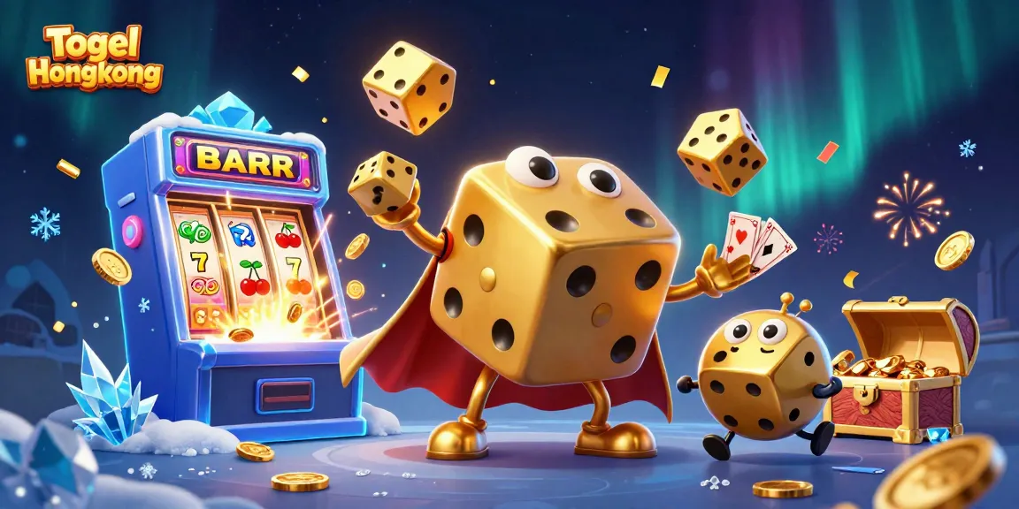 Engage with Togel Hongkong through vibrant gaming action featuring golden dice and slot machines.