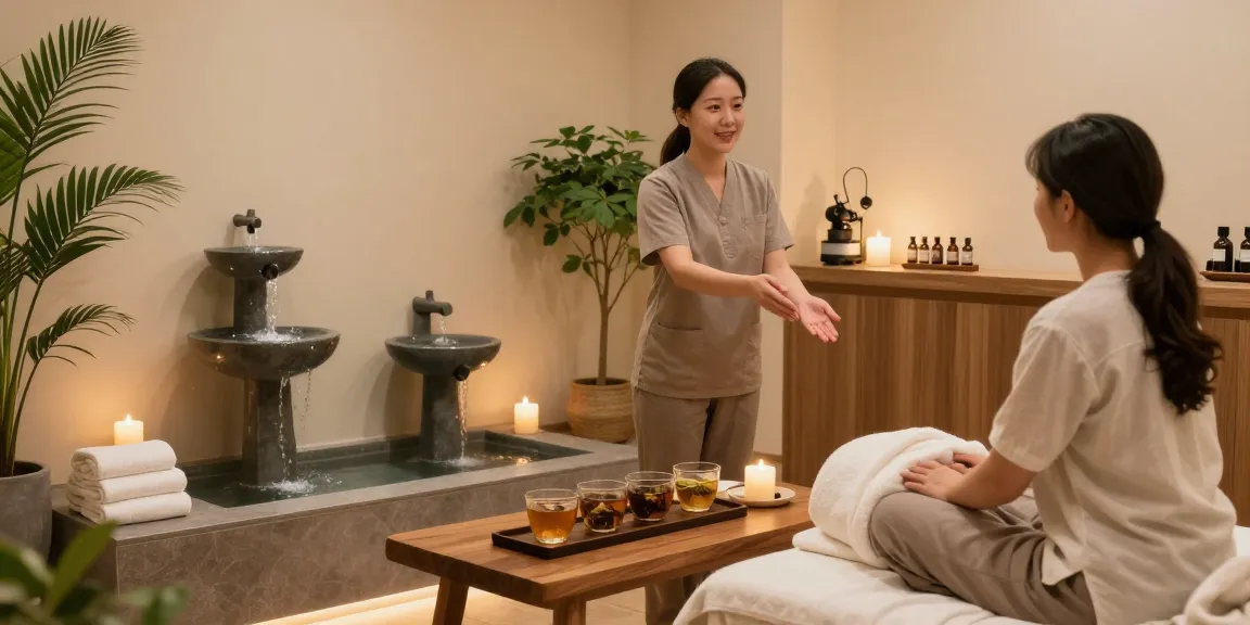 Experience 안양출장안마 in a serene wellness spa reception welcoming clients with soothing elements.