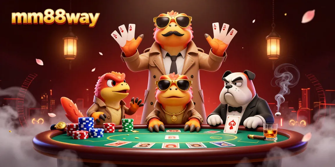 Experience thrilling gameplay at mm88way with three raptors cleverly disguised at the casino entrance.