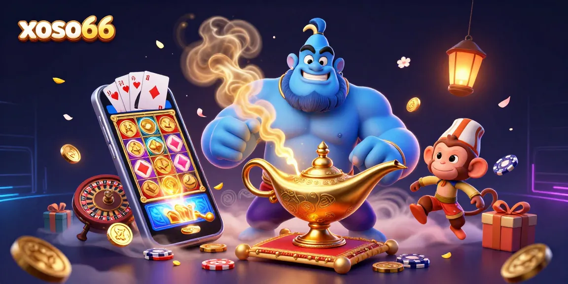 Experience the magic of xoso66 with thrilling slot games surrounded by iconic casino elements.
