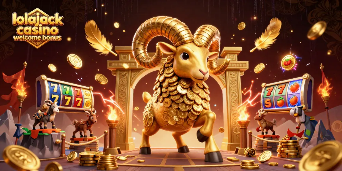 Experience the thrilling lolajack casino welcome bonus in a dynamic gaming illustration featuring exciting casino elements.