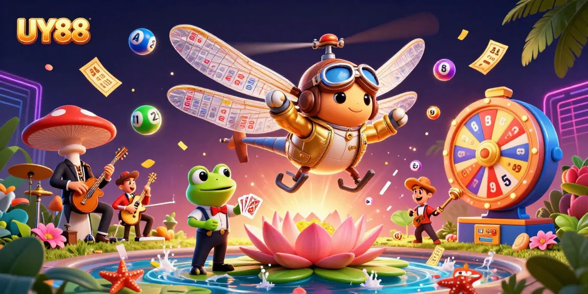 Experience the excitement of UY88 with a vibrant casino scene featuring colorful elements and lively characters.