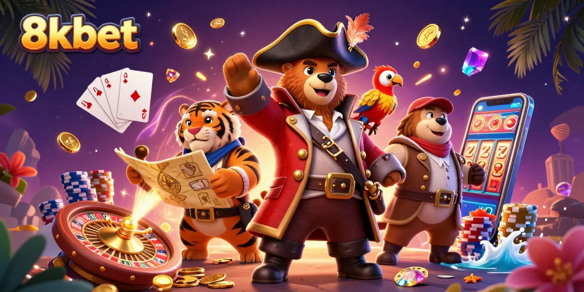 Experience thrilling gambling action at 8xbet with a vibrant casino adventure illustration.