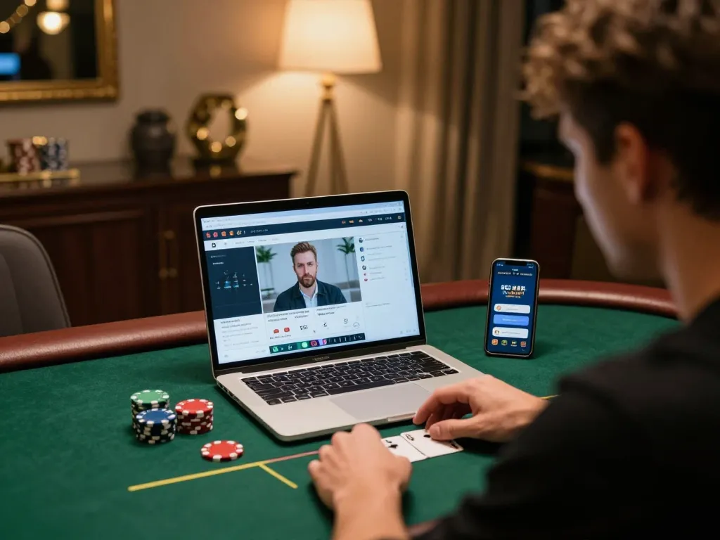 Player engaged in online poker gaming on TG88, showcasing immersive and exciting gameplay environment.