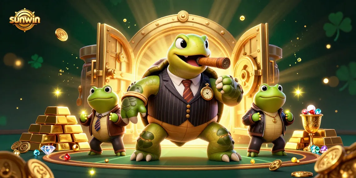 Spin and win at sunwin with a vibrant casino scene featuring lively characters and dazzling treasures.