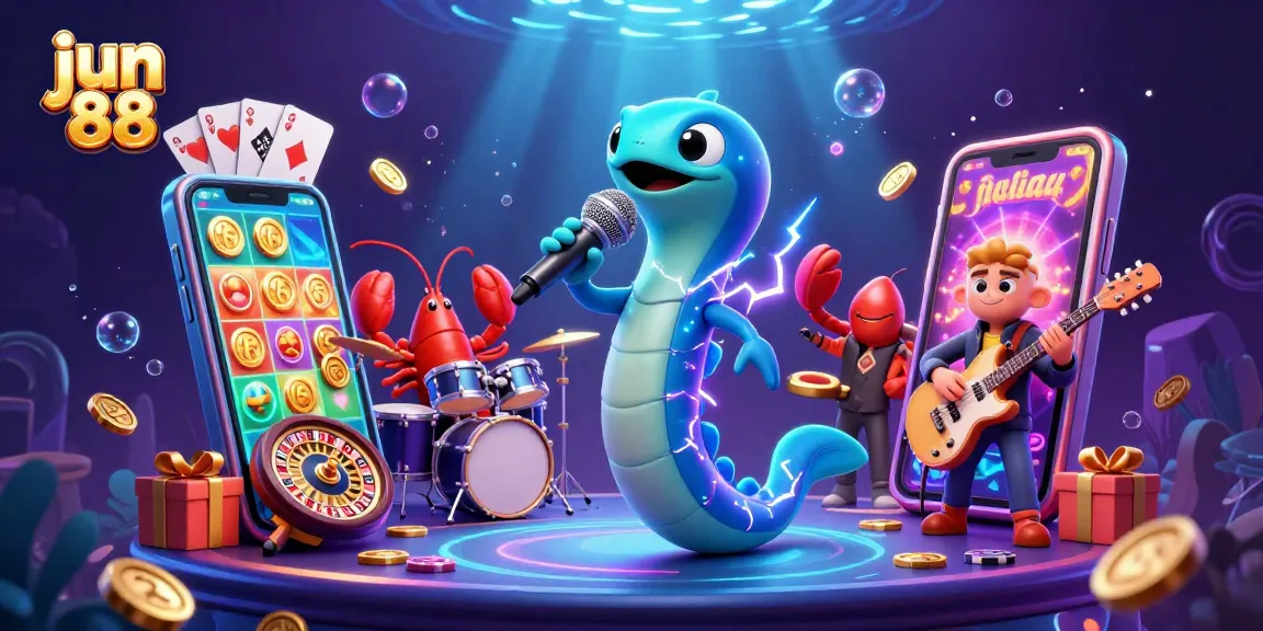 Experience exciting gameplay at jun 88 with a vibrant underwater casino scene featuring musical characters.