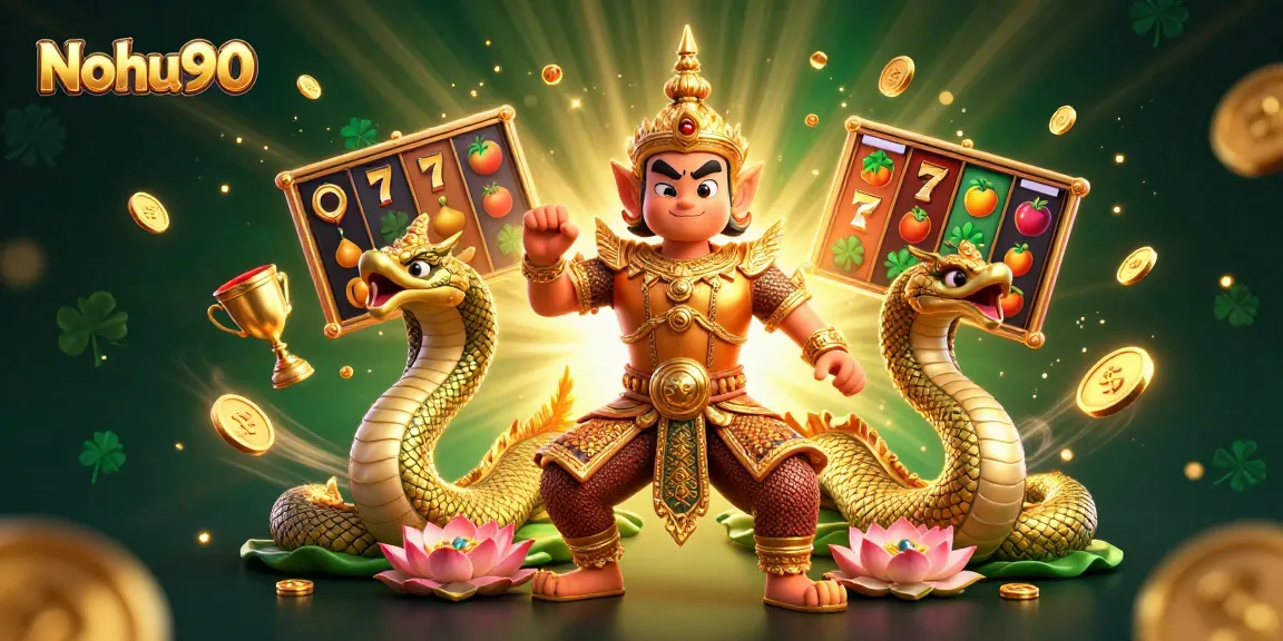 Nohu90 offers engaging gameplay with a vibrant casino scene showcasing animated characters and captivating slot elements.