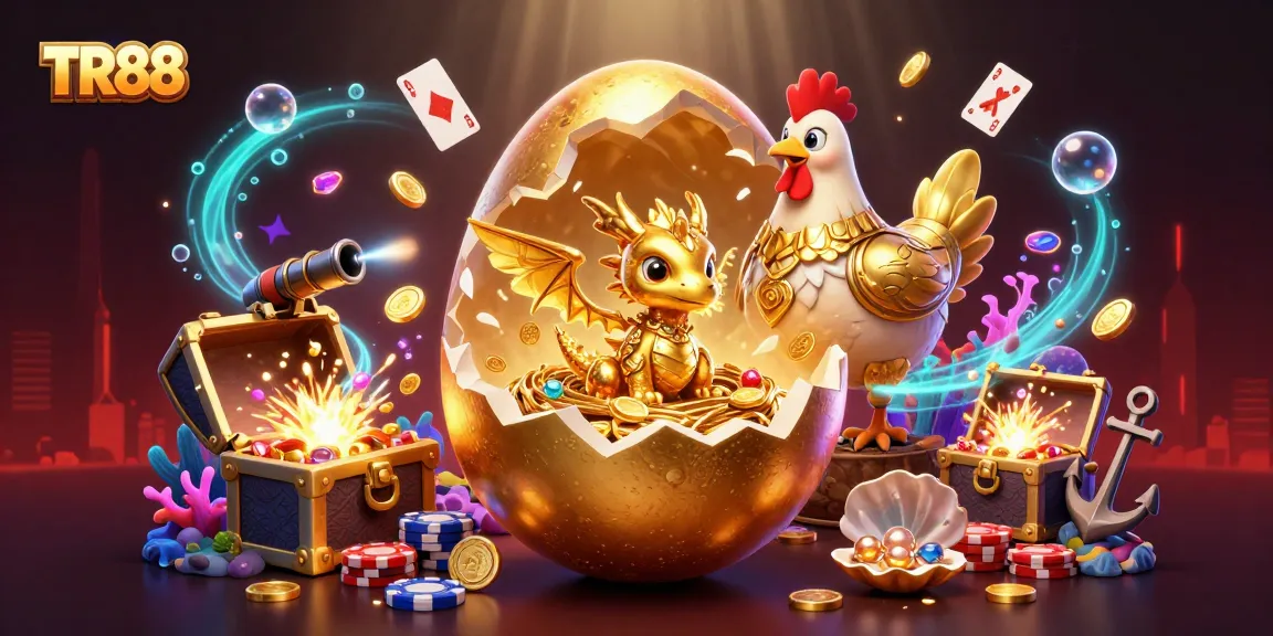Experience thrilling opportunities with TR88 amidst golden treasure in an exciting gambling scene.