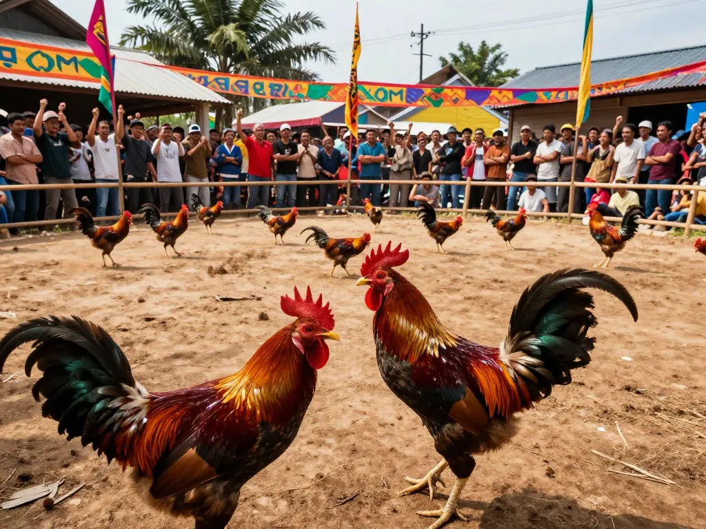 Trải nghiệm Phát sóng trực tiếp đá gà tại một đấu trường đá gà sôi động với những người hâm mộ nhiệt huyết cổ vũ