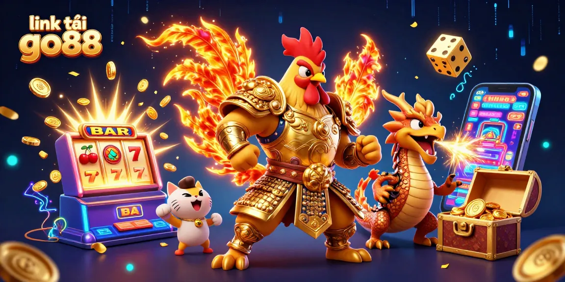 Engage with the exciting world of gambling through link tải go88 in this vibrant digital illustration filled with casino elements.