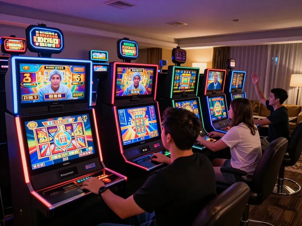 Players enjoying cooperative gaming with jus77 slots in a cozy home setting.