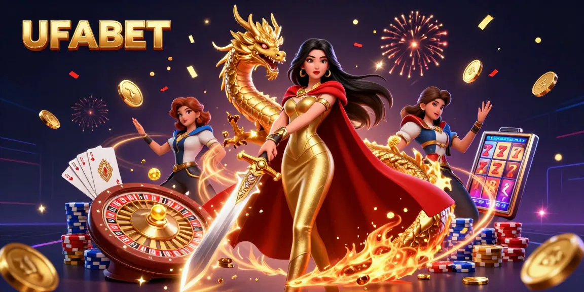 Bet big with UFABET in this vibrant 3D casino illustration showcasing exciting gaming elements.