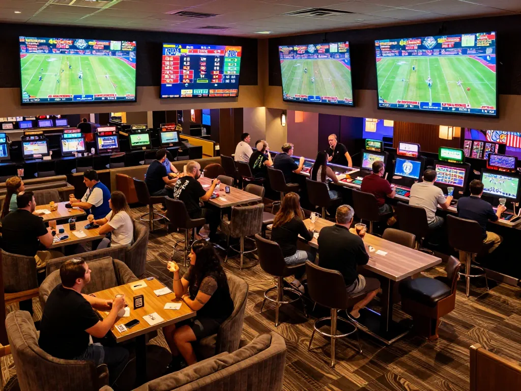 Nowgoal offers in-depth sports betting insights as patrons engage with live games in a stylish casino.