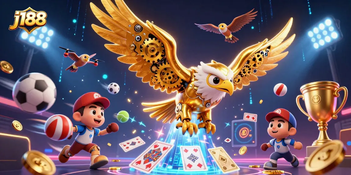 Experience thrilling betting action with j188's vibrant gaming scene and flying sports elements.