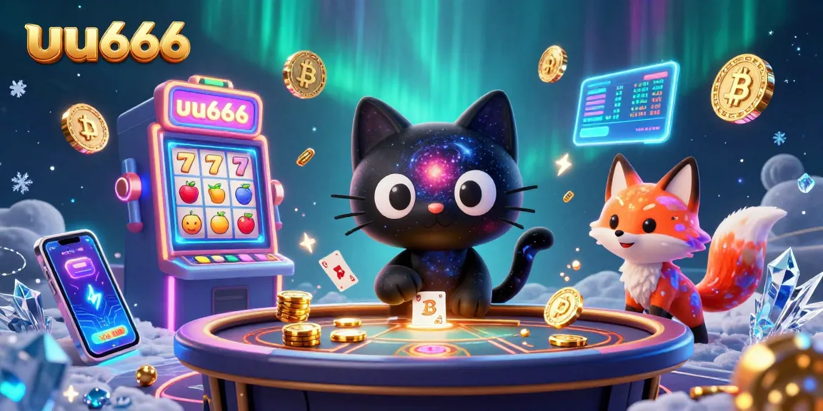 Engage with the captivating casino adventure at uu666 featuring a cosmic cat and fox amidst dynamic gaming elements.
