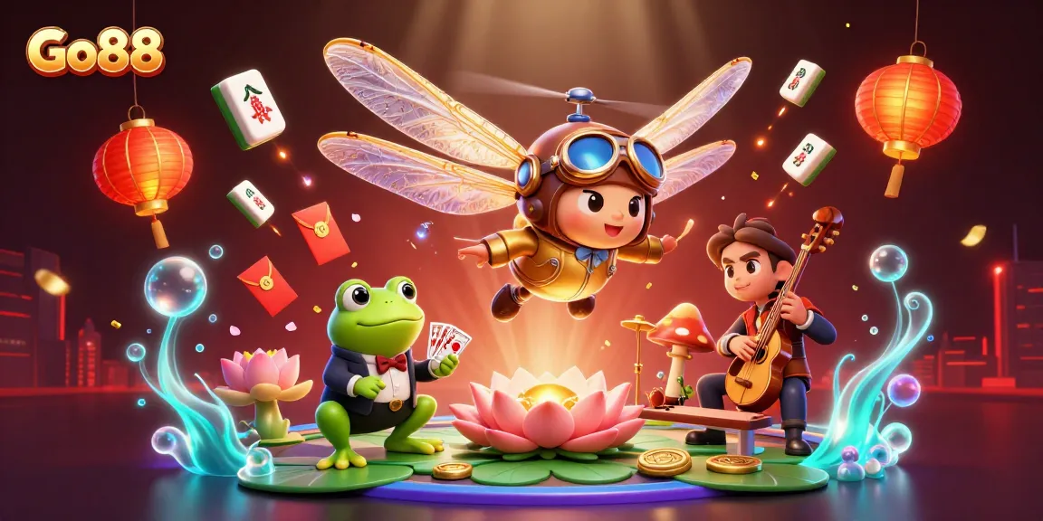 Go88 offers exciting card games and casino fun with vibrant colors and engaging characters.