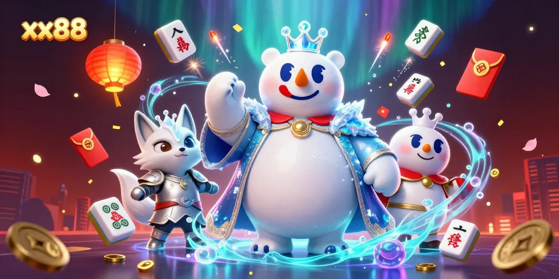 Engage with xx88's thrilling gaming atmosphere, featuring vibrant characters and dynamic casino elements.