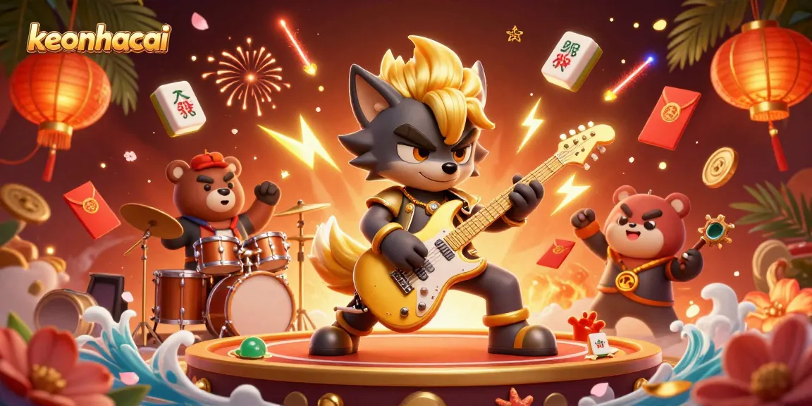 Experience keonhacai's fast-paced action with cartoon characters in a vibrant casino scene.
