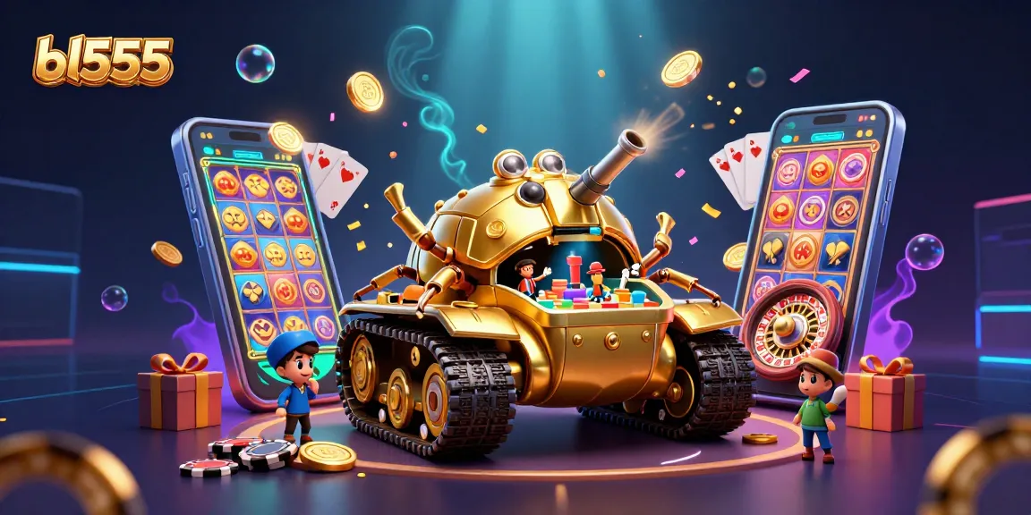 Engage in thrilling gameplay at BL555 with a vibrant casino-themed illustration featuring a golden beetle tank.
