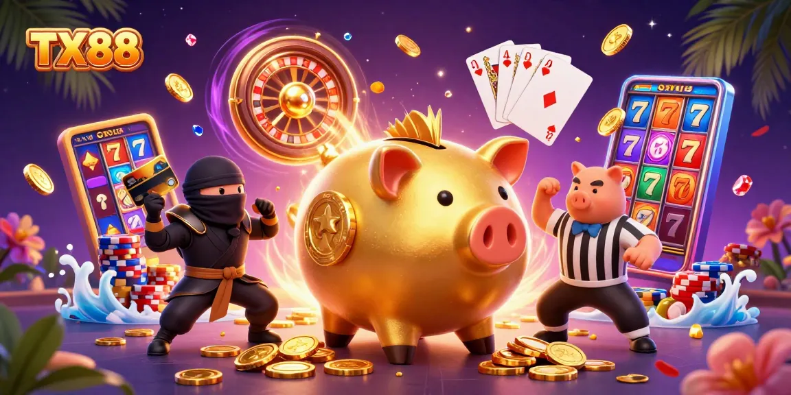Experience thrilling gameplay at TX88 with a dynamic casino scene bursting with excitement.