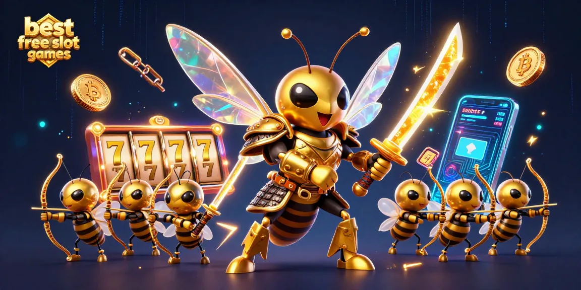 Engage with the best free slot games through a vibrant 3D casino-themed illustration showcasing dynamic elements and symbols.